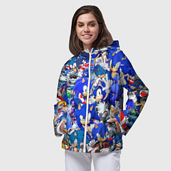 Ветровка с капюшоном женская SONIC СИНИЙ ЁЖ СОНИК, цвет: 3D-белый — фото 2