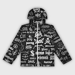 Ветровка с капюшоном женская ЛОГОТИПЫ МЕТАЛ ГРУПП METAL BANDS LOGO, цвет: 3D-белый