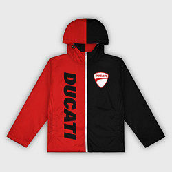 Ветровка с капюшоном женская DUCATI BLACK RED BACKGROUND, цвет: 3D-белый