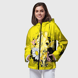 Ветровка с капюшоном женская Жирафа с герберой, цвет: 3D-черный — фото 2
