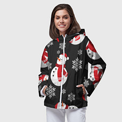 Ветровка с капюшоном женская Снеговик!, цвет: 3D-белый — фото 2