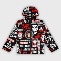 Ветровка с капюшоном женская БУМАЖНЫЙ ДОМ ЛОГОБОМБИНГ LA CASA DE PAPEL, цвет: 3D-черный