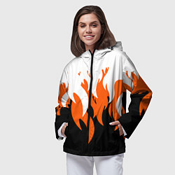 Ветровка с капюшоном женская Оранжевый Огонь, цвет: 3D-черный — фото 2