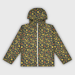 Ветровка с капюшоном женская Серп и Молот - Коммунизм, цвет: 3D-белый