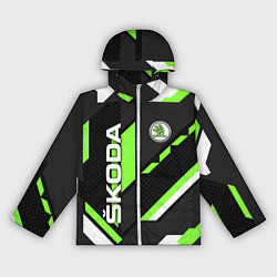 Ветровка с капюшоном женская ШКОДА ГЕОМЕТРИЯ ЛИНИИ SKODA GEOMETRY SPORT, цвет: 3D-белый
