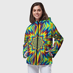 Ветровка с капюшоном женская Пульсирующий Огненный Цветок, цвет: 3D-черный — фото 2