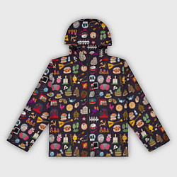 Ветровка с капюшоном женская Российская история и русская культура паттерн, цвет: 3D-черный