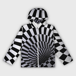 Ветровка с капюшоном женская Оптическая Иллюзия, черно-белая, цвет: 3D-белый