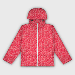 Ветровка с капюшоном женская Моя Любовь сердечки, цвет: 3D-белый