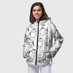 Ветровка с капюшоном женская КОТИКИ МЕМ МЯУ, цвет: 3D-черный — фото 2