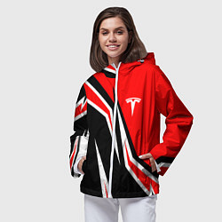 Ветровка с капюшоном женская TESLA MOTORS RED LINE ТЕСЛА, цвет: 3D-белый — фото 2