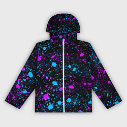 Ветровка с капюшоном женская Брызги неоновые ярких красок, цвет: 3D-белый
