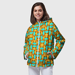 Ветровка с капюшоном женская GEOMETRY DASH CLASSIC FACE PATTERN КЛАССИКА, цвет: 3D-белый — фото 2
