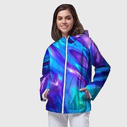 Ветровка с капюшоном женская Neon Holographic, цвет: 3D-белый — фото 2