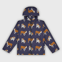 Ветровка с капюшоном женская Английские бульдоги паттерн, цвет: 3D-черный