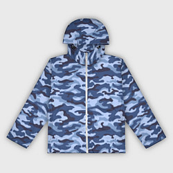 Ветровка с капюшоном женская Синий Камуфляж Camouflage, цвет: 3D-белый