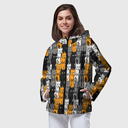 Ветровка с капюшоном женская Злой Кот мем, цвет: 3D-черный — фото 2
