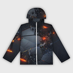 Ветровка с капюшоном женская НЕОНОВЫЙ ВЗРЫВ ПЛИТЫ, ОБЛОМКИ NEON EXPLOSION, цвет: 3D-белый