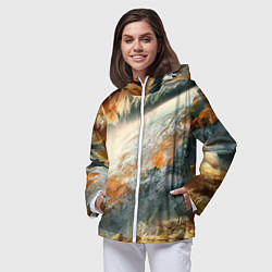 Ветровка с капюшоном женская Песчаный Космос, цвет: 3D-белый — фото 2