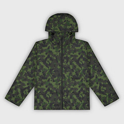 Ветровка с капюшоном женская Камуфляж с холстовой сеткой, цвет: 3D-черный