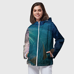 Ветровка с капюшоном женская Геометрия на волне, цвет: 3D-белый — фото 2