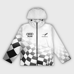 Ветровка с капюшоном женская Audi Quattro, Ауди Кватро, Финишный флаг, цвет: 3D-черный