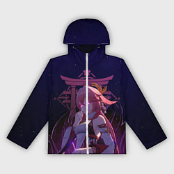 Ветровка с капюшоном женская Genshin Impact - Гудзи Яэ Мико, цвет: 3D-белый