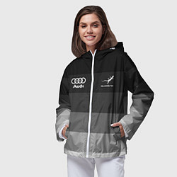 Ветровка с капюшоном женская Audi, Ауди Серый градиент, цвет: 3D-белый — фото 2