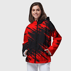 Ветровка с капюшоном женская Красная краска брызги, цвет: 3D-черный — фото 2
