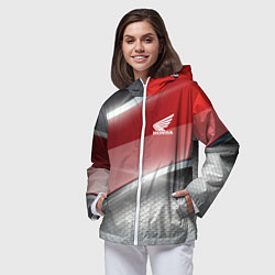 Ветровка с капюшоном женская Honda Текстура, цвет: 3D-белый — фото 2