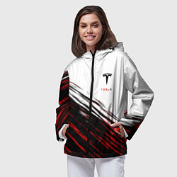 Ветровка с капюшоном женская Tesla sport размытость, цвет: 3D-черный — фото 2