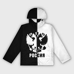 Ветровка с капюшоном женская РОССИЯ чёрно-белое, цвет: 3D-черный