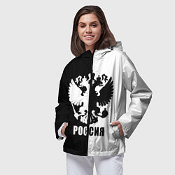 Ветровка с капюшоном женская РОССИЯ чёрно-белое, цвет: 3D-черный — фото 2