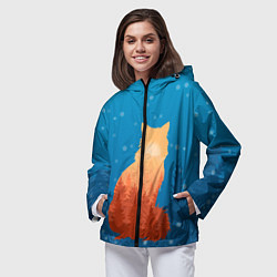 Ветровка с капюшоном женская Лисица 3D, цвет: 3D-черный — фото 2