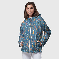 Ветровка с капюшоном женская Йога, Гимнастика, Медитация, цвет: 3D-белый — фото 2