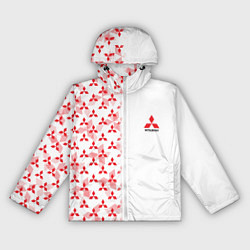 Ветровка с капюшоном женская Mitsubishi Mini logo Half pattern, цвет: 3D-белый