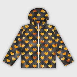 Ветровка с капюшоном женская Сердечки Gold and Black, цвет: 3D-белый