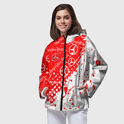 Ветровка с капюшоном женская Mercedes Паттерн Брызги красок, цвет: 3D-черный — фото 2