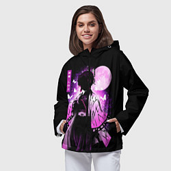 Ветровка с капюшоном женская Шинобу Кочо силуэт Клинок рассекающего демона, цвет: 3D-черный — фото 2
