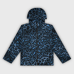 Ветровка с капюшоном женская Синяя леопардовая шкура, цвет: 3D-черный