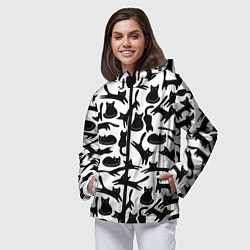 Ветровка с капюшоном женская Домашний котик, цвет: 3D-черный — фото 2
