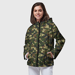 Ветровка с капюшоном женская Камуфляж лесной с высокотехнологичной гексагональн, цвет: 3D-черный — фото 2