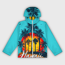 Ветровка с капюшоном женская Hawaii Солнце, Пальмы, цвет: 3D-белый