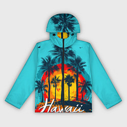 Ветровка с капюшоном женская Hawaii Солнце, Пальмы, цвет: 3D-черный