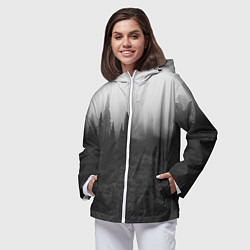 Ветровка с капюшоном женская Туманный лес - туман, цвет: 3D-белый — фото 2