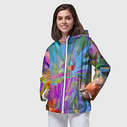 Ветровка с капюшоном женская Abstract color pattern Summer 2022, цвет: 3D-белый — фото 2