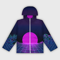 Ветровка с капюшоном женская Закат розового солнца Vaporwave Психоделика, цвет: 3D-белый