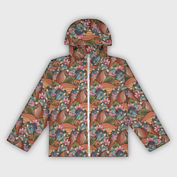 Ветровка с капюшоном женская Паттерн волнистые узоры, цвет: 3D-белый