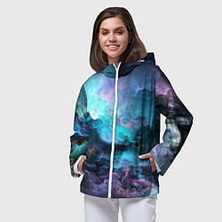 Ветровка с капюшоном женская Разноцветные тучи, цвет: 3D-белый — фото 2