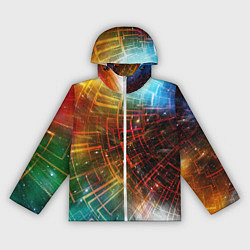 Ветровка с капюшоном женская Portal - Neon Space - туннель из энергетических па, цвет: 3D-белый
